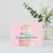 Geschenken Gold Blush Pink Mint Denken aan jou Briefkaart (Staand voorkant)