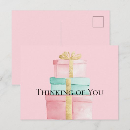 Geschenken Gold Blush Pink Mint Denken aan jou Briefkaart (Voorkant / Achterkant)
