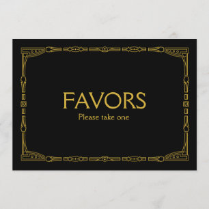 "Geschenken" Gouden Art Deco Stijl Trouwbord Kaart