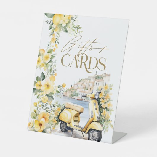 Geschenken Kaarten Positano Amalfi Vespa Vrijgezel Reclamebord Met Voetstuk (Voorkant)