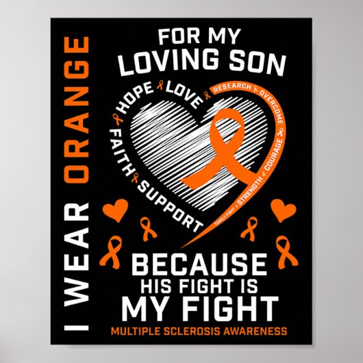 Geschenken Kleding Oranje Zoon Multiple Sclerose A Poster (Voorkant)