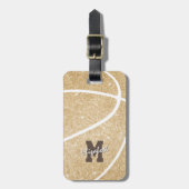 geschenken voor monogrammen, gouden basketbal, mei bagagelabel (Voorkant verticaal)