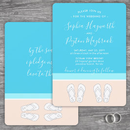 Geschenkidee: Slippers met Monogram Strandbruiloft Kaart