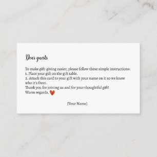 Geschenkinstructies Autumn Teddy Bear Baby shower Informatiekaartje