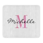 Geschenkje op maat van monogram glazen snijplank v (Voorkant)