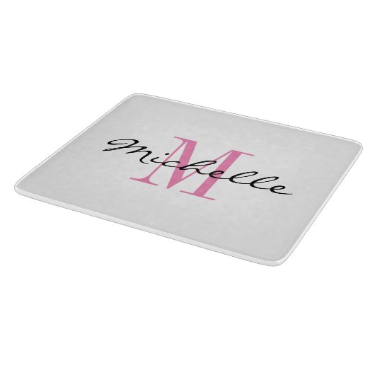 Geschenkje op maat van monogram glazen snijplank v (Hoek)