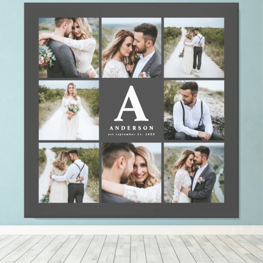 Geschenkje voor multi-foto monogram bruiloft canvas afdruk (Insitu (Houten vloer))