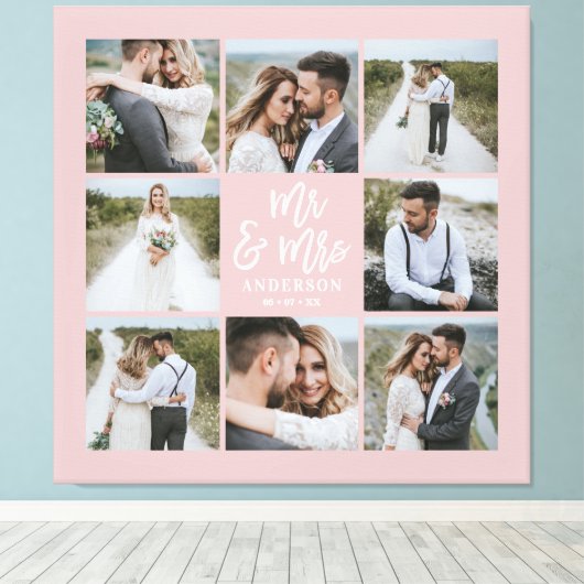 Geschenkje voor multi-foto monogram bruiloft canvas afdruk (Insitu (Houten vloer))