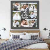 Geschenkje voor multi-foto monogram bruiloft canvas afdruk (Insitu (Slaapkamer))