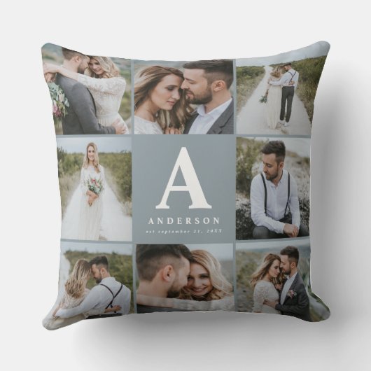 Geschenkje voor multi-foto monogram bruiloft kussen (Achterkant)