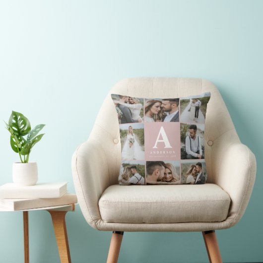 Geschenkje voor multi-foto monogram bruiloft kussen (Stoel)