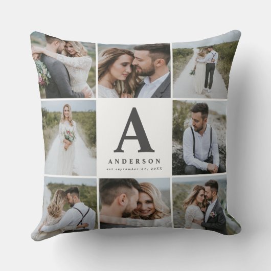 Geschenkje voor multi-foto monogram bruiloft kussen (Achterkant)