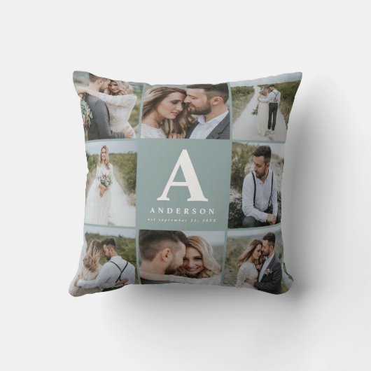 Geschenkje voor multi-foto monogram bruiloft kussen (Achterkant)