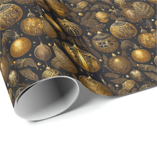 Geschenkpapier mit goldenen Weihnachtskugeln Cadeaupapier (Rol Hoek)