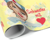 Geschenkpapier - Schwester mit Herz Cadeaupapier (Rol Hoek)