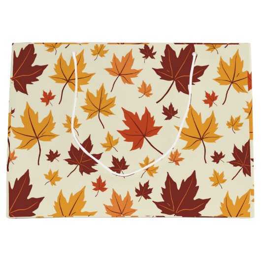 Geschenktas met herfst gebladerte patroon groot cadeauzakje (Voorkant)