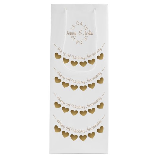 Geschenktas voor 5-jarig bruiloft wijn cadeautas (Voorkant)