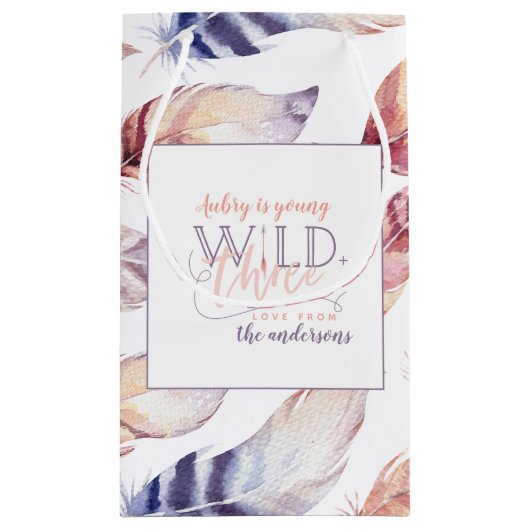 Geschenktas voor jonge, wilde en drie verjaardagsf klein cadeauzakje (Achterkant)