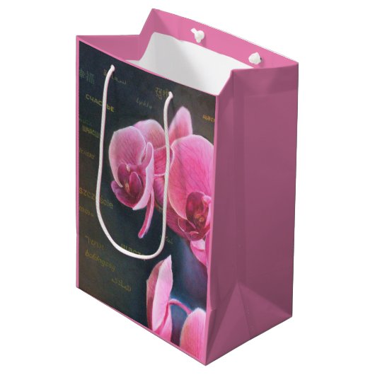 Geschenktüte mit Orchidee Medium Cadeauzakje (Voorkant Gekanteld)