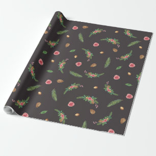 Geschenkverpakking voor vakantie Roze Roos en Pine Cadeaupapier