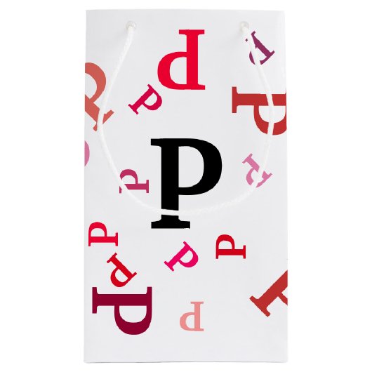 Geschenkzak - Jumbled Letters in Reds and Pinks Klein Cadeauzakje (Achterkant)