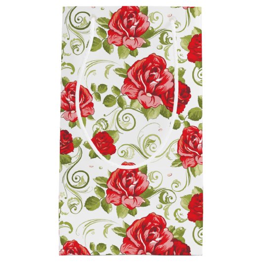 Geschenkzak-Rode Rozenprint Klein Cadeauzakje (Voorkant)