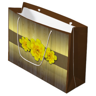 Geschenkzak voor bijtende houtgele bloem groot cadeauzakje