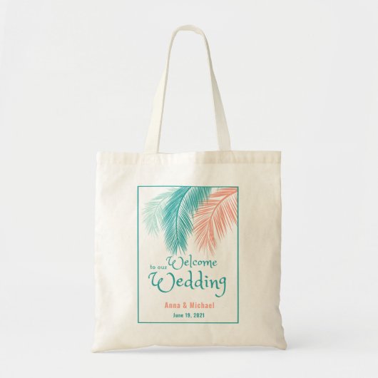 Geschenkzakken voor bruiloft op bestemming, welkom tote bag (Voorkant)