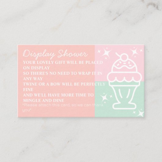 Geschept Up Ice Cream Bruids Display Douche Informatiekaartje (Voorkant)