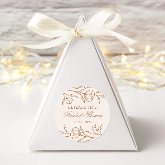 Geschetst Bloemen Amandel en Koper Vrijgezellenfee Ronde Sticker