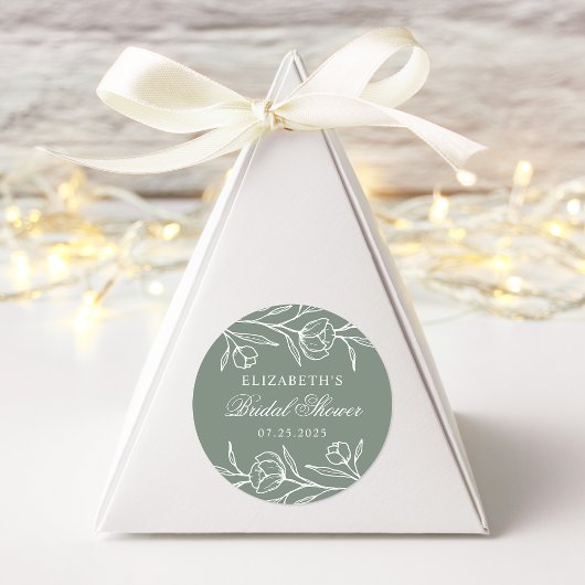 Geschetst Bloemen Salie Groen Vrijgezellenfeest Ronde Sticker