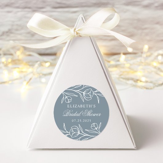 Geschetst Bloemen Stoffig Blauw Vrijgezellenfeest Ronde Sticker