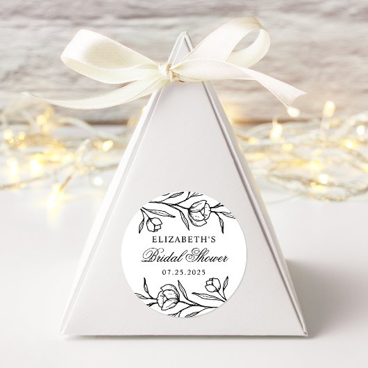 Geschetst Bloemen Zwart-wit Vrijgezellenfeest Ronde Sticker