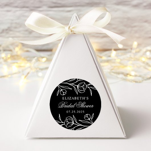 Geschetst Bloemen Zwart-wit Vrijgezellenfeest Ronde Sticker