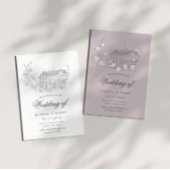 geschetst Floral Destination Bruiloft Kaart