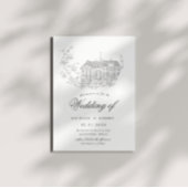 geschetst Floral Destination Bruiloft Kaart