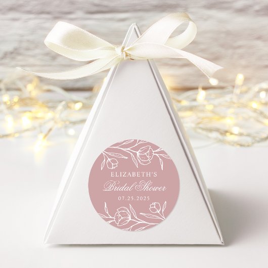 Geschetst Floral Dusty Roos Vrijgezellenfeest Ronde Sticker