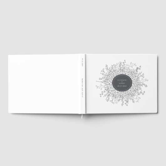 Geschetst Modern Floral Wedding Gastenboek (Volledig)