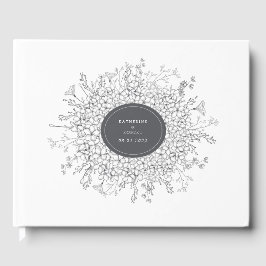 Geschetst Modern Floral Wedding Gastenboek