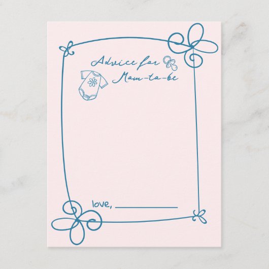 Geschetst Schattige Wavy Bow Lijst Baby shower Adv Informatiekaartje (Voorkant)