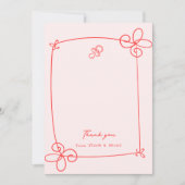 Geschetst Schattige Wavy Bow Lijst Baby shower Bedankkaart (Voorkant)