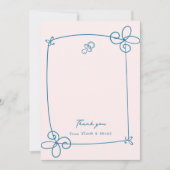 Geschetst Schattige Wavy Bow Lijst Baby shower Bedankkaart (Voorkant)