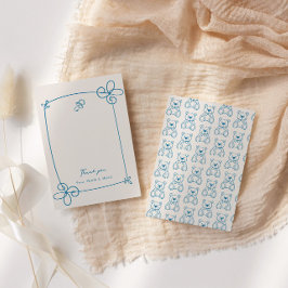 Geschetst Schattige Wavy Bow Lijst Baby shower Bedankkaart
