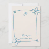 Geschetst Schattige Wavy Bow Lijst Baby shower Bedankkaart (Voorkant)