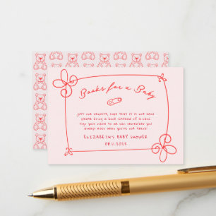 Geschetst Schattige Wavy Bow Lijst Baby shower Informatiekaartje