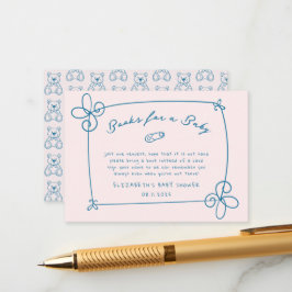 Geschetst Schattige Wavy Bow Lijst Baby shower Informatiekaartje