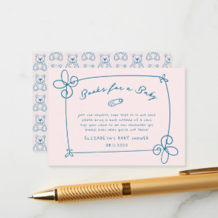 Geschetst Schattige Wavy Bow Lijst Baby shower Informatiekaartje