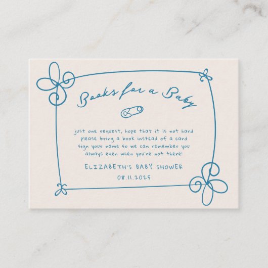 Geschetst Schattige Wavy Bow Lijst Baby shower Informatiekaartje (Voorkant)