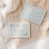 Geschetst Schattige Wavy Bow Lijst Baby shower Informatiekaartje