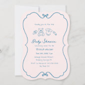 Geschetst Schattige Wavy Bow Lijst Baby shower Kaart (Voorkant)